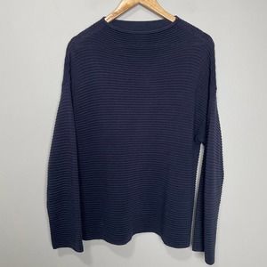 H&M Bib Knit Long Sleeve Crew/Mock Neck Sweater Navy Blue S